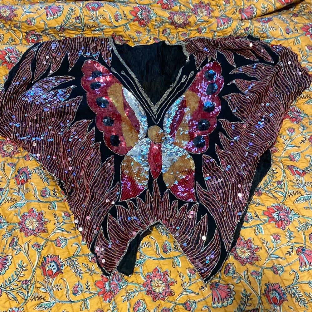 vintage beaded butterfly top